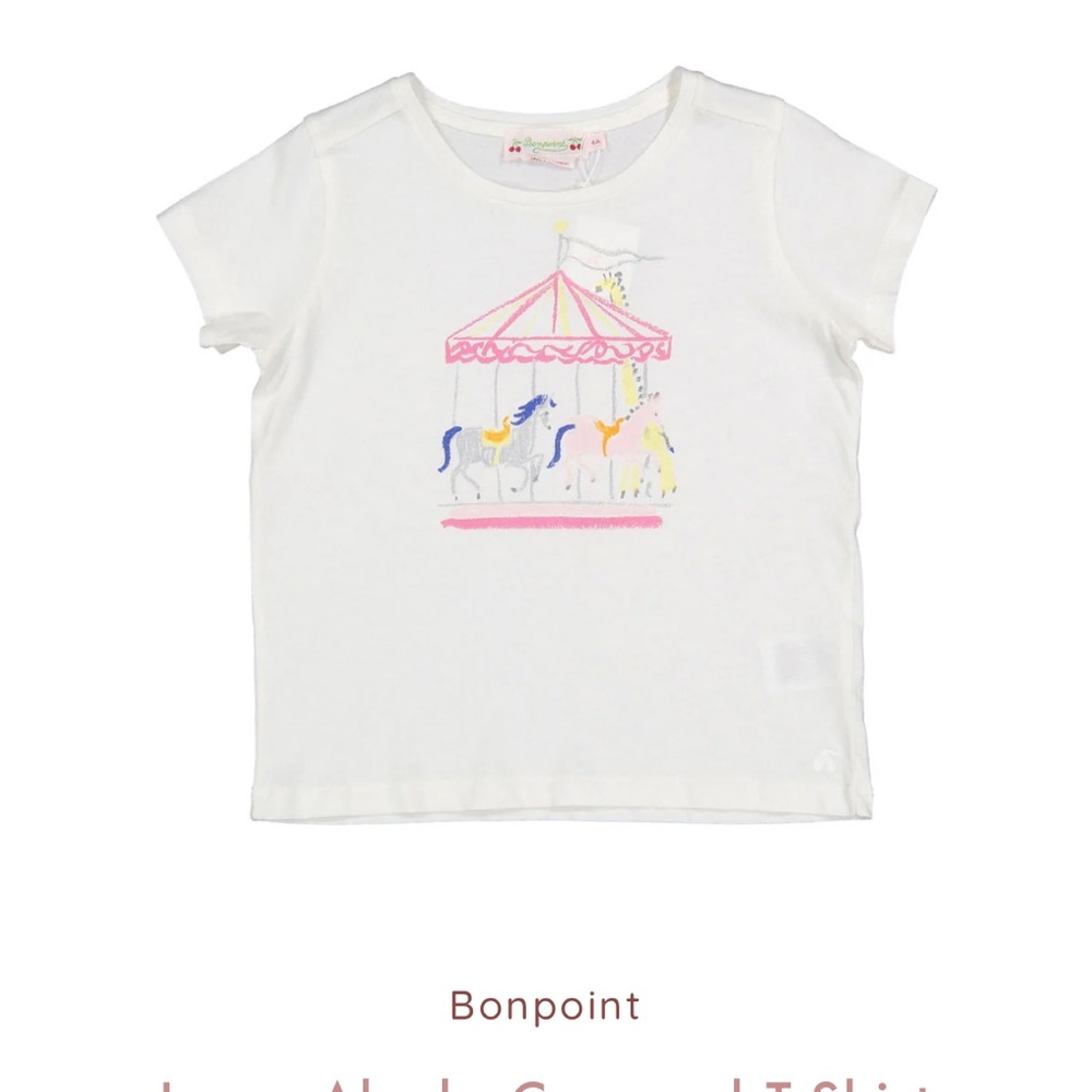 Bonpoint White Tee with Carousel Design